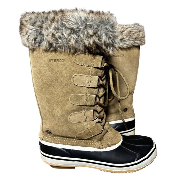 Northside Womens Size 8 WATERPROOF Fur-Lined Winter Boots  Tan & Black - Picture 3 of 9